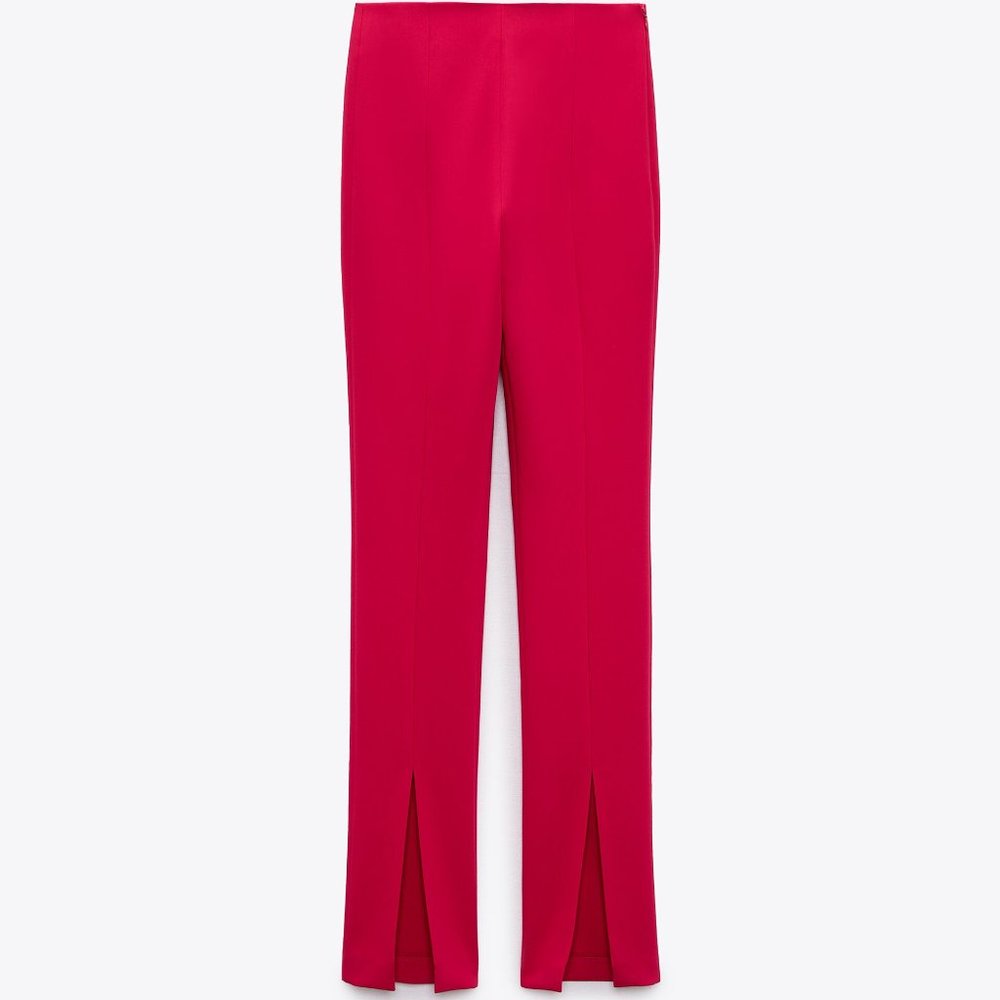 Zara Fuchsia Skinny Trousers with Split Hem XS NWT